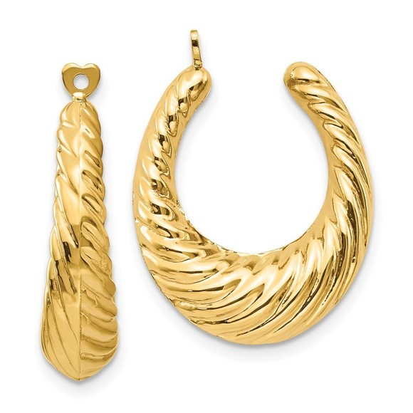 14k Polished Twisted Hollow Hoop Earring Jackets - Picture 1 of 4